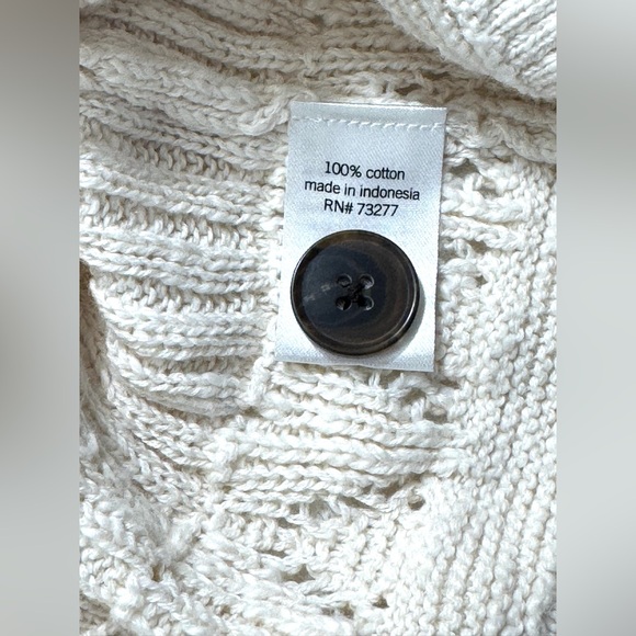 Sonoma Pointelle Cardigan Long sleeve Button front Sea Salt Ivory Women’s M - Picture 4 of 5